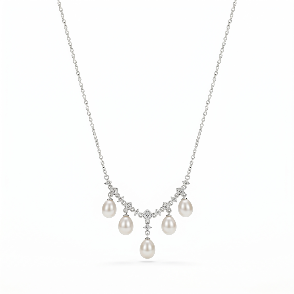 Quintuplets Floral Pearl Necklace