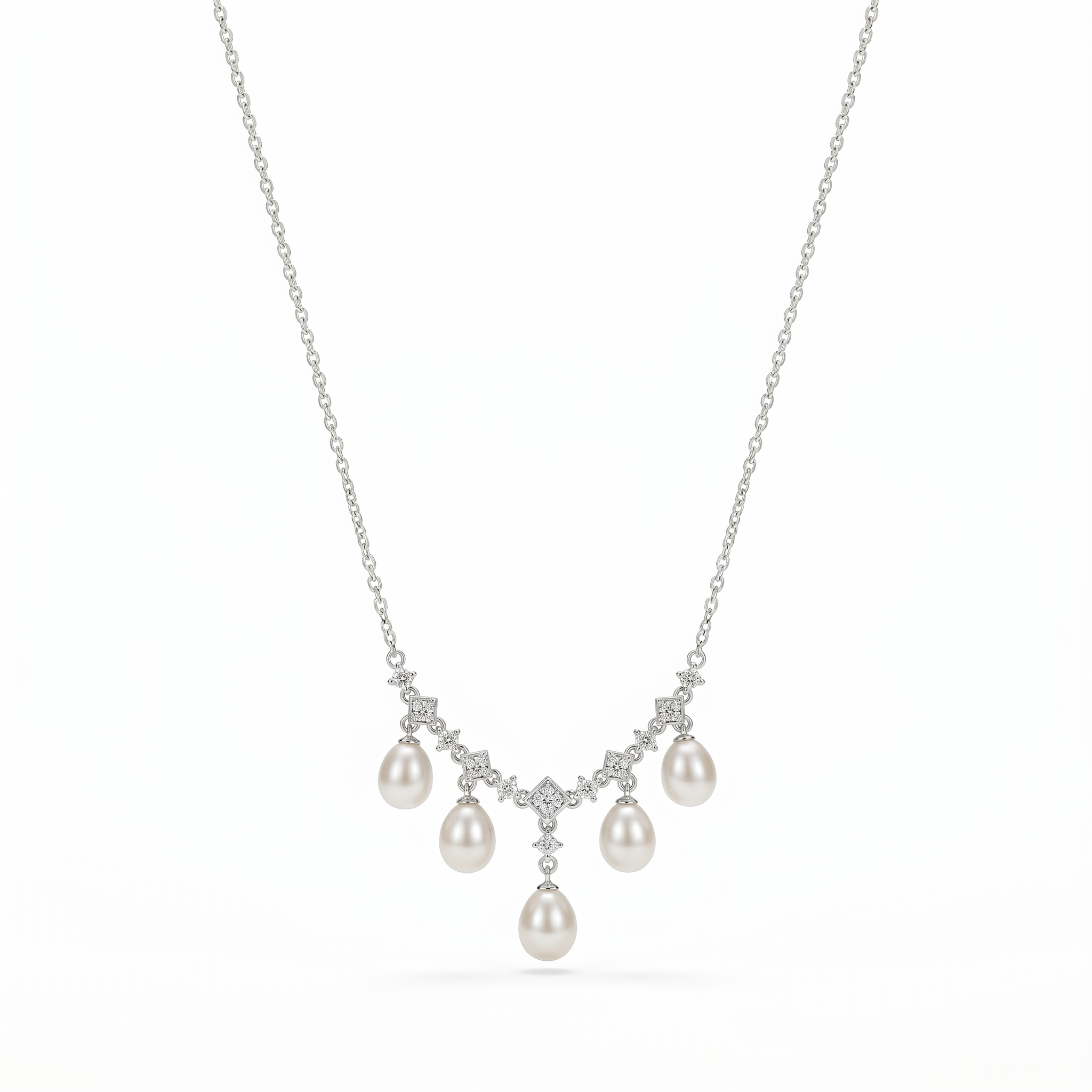 Quintuplets Floral Pearl Necklace