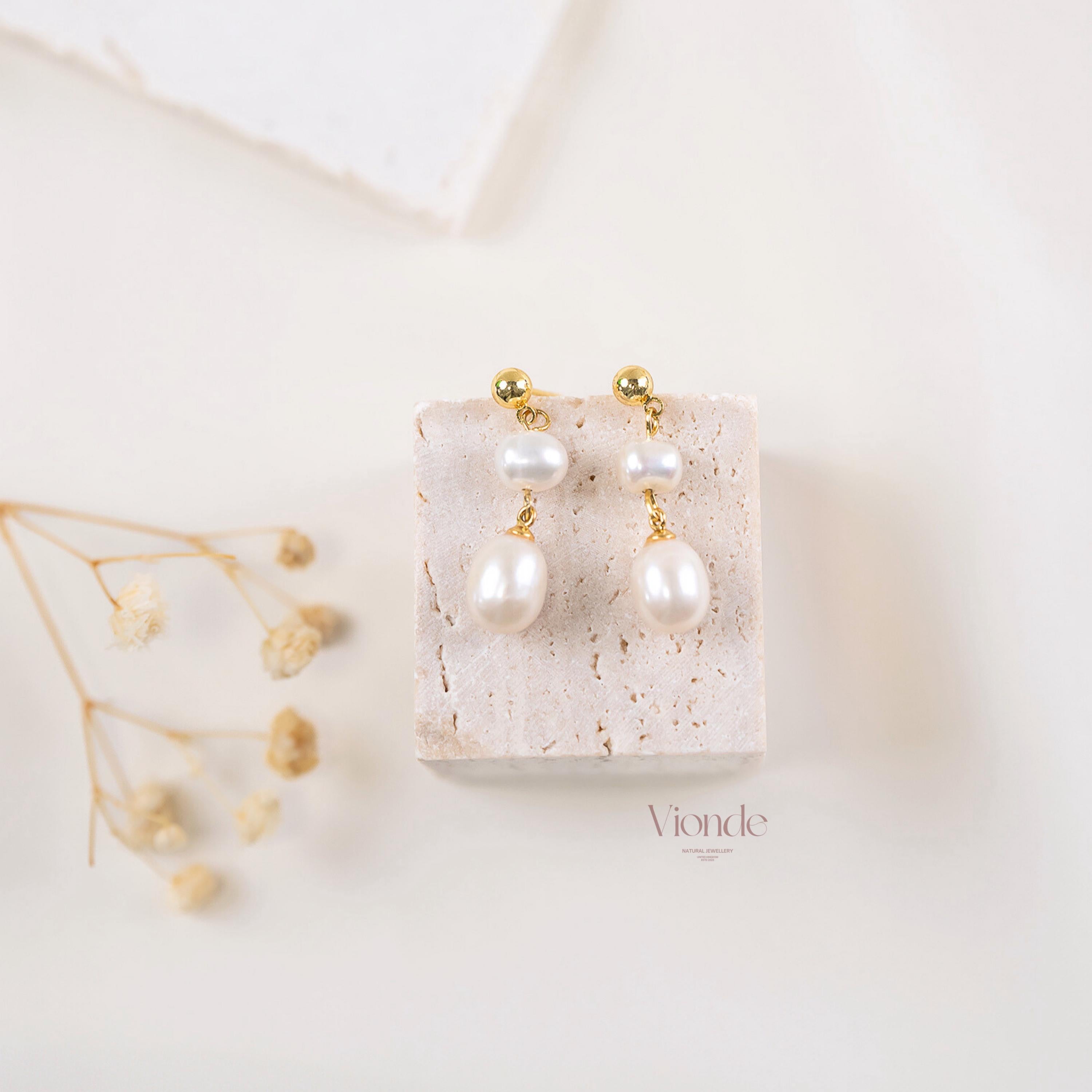 Double Drop Pearl Earrings