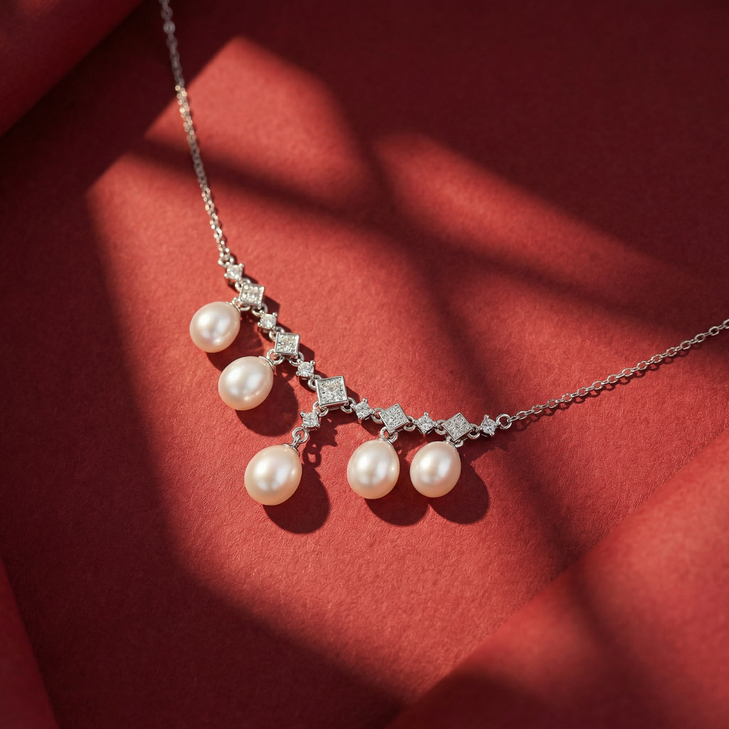 Quintuplets Floral Pearl Necklace